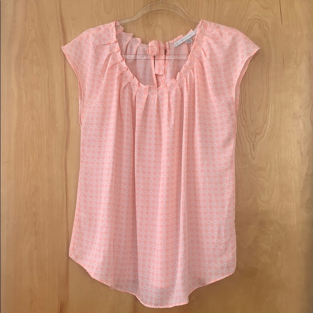 {LC Lauren Conrad} Coral Blouse with Bow Detail